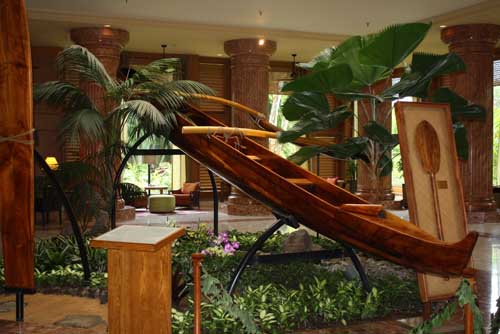 Koa canoe - Marriott Kauai Resort lobby